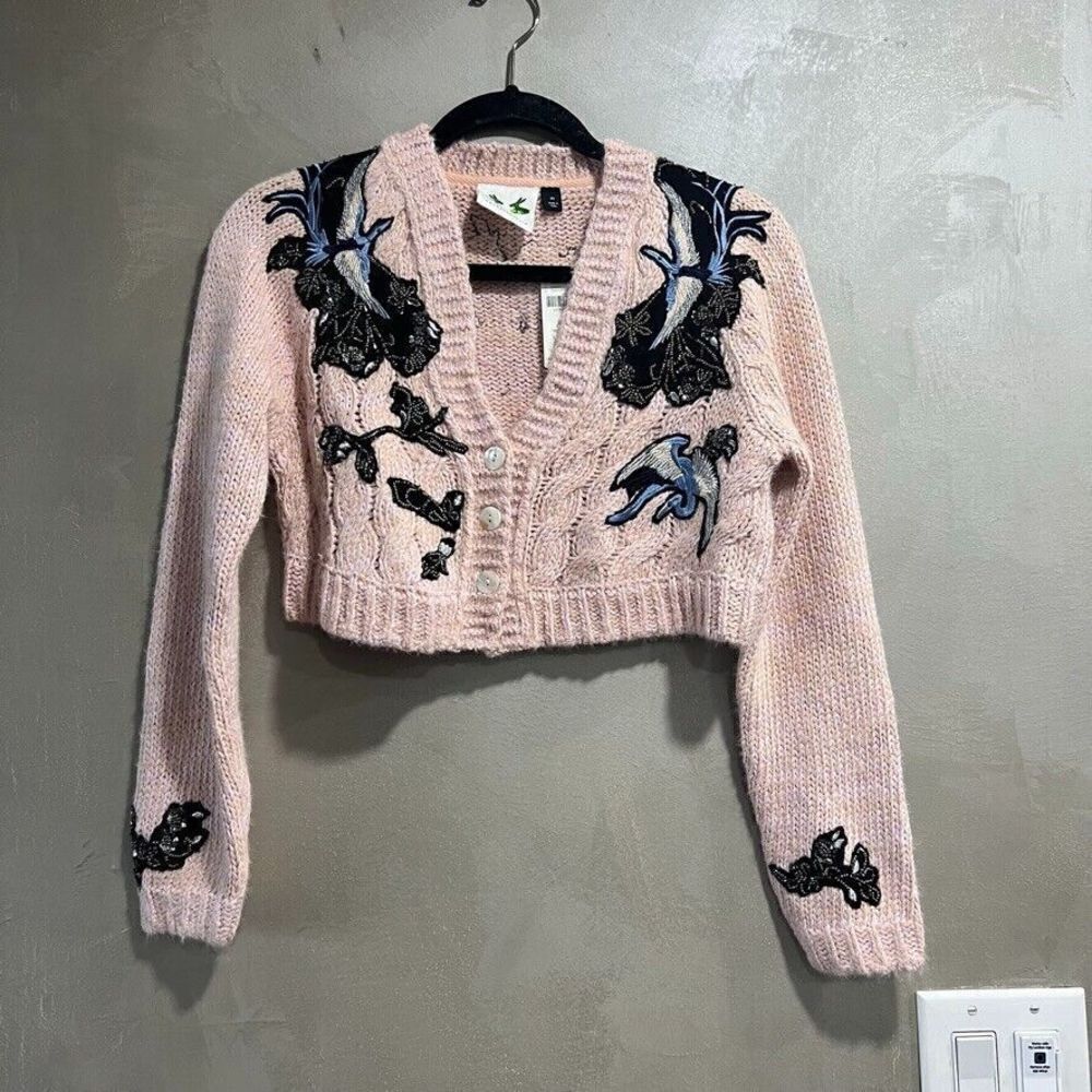 Anthropologie Wendy Wurtzburger Marcella Volini Dancing Crane Cardigan XS NEW - Picture 5 of 8